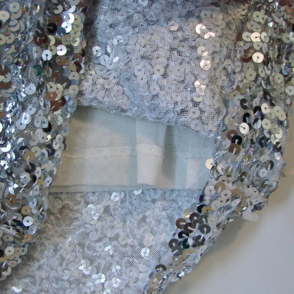 Silver Sequin Sleeveless Dress Tank Midi Holiday Party Scoopneck Size XS Small - Picture 6 of 11